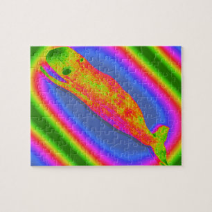smiling psychedelic whale jigsaw puzzle