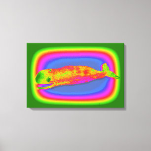 smiling psychedelic whale wrapped canvas