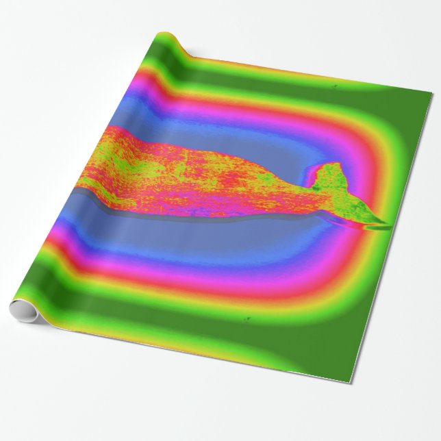 smiling psychedelic whale wrapping paper (Unrolled)