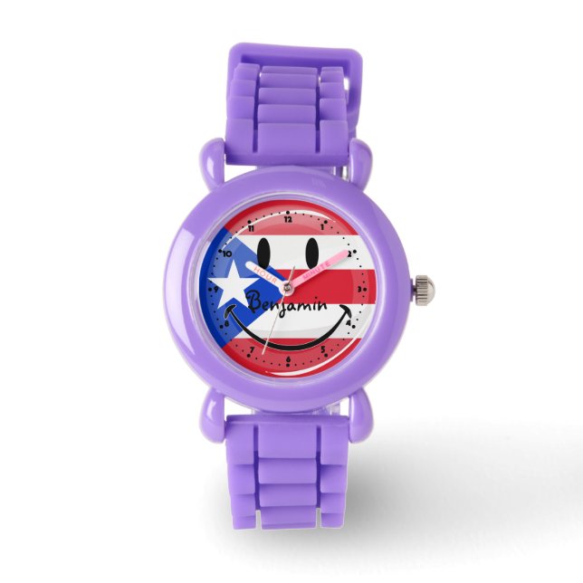 Smiling Puerto Rican Flag Watch (Front)