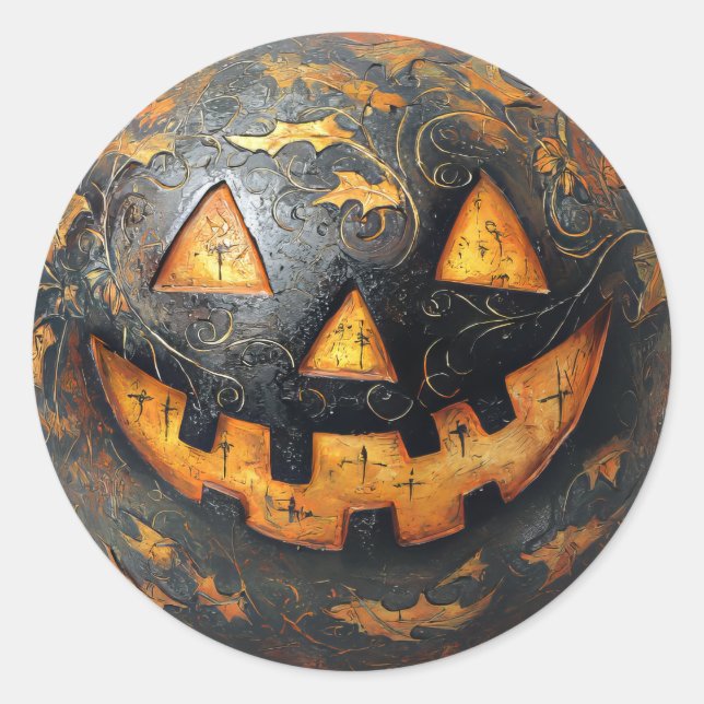 Smiling Pumpkin  Classic Round Sticker (Front)