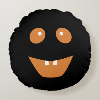 smiling pumpkin face round cushion