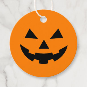 Smiling Pumpkin Face Round Gift Tags