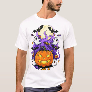 Smiling Pumpkin Halloween Cartoon T-Shirt