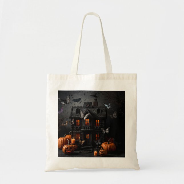 Smiling Pumpkin Halloween Tote Bag (Front)