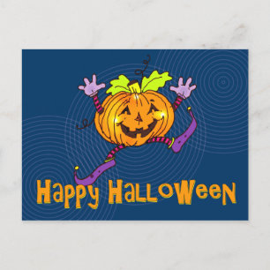 Smiling Pumpkin Happy Halloween Postcard