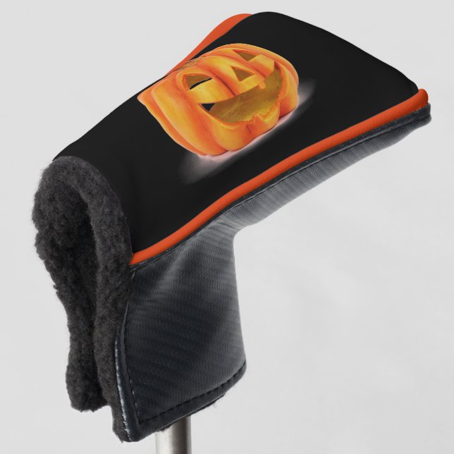 Smiling Pumpkin Jack O Lantern Halloween Golf Head Cover (3/4 Front)