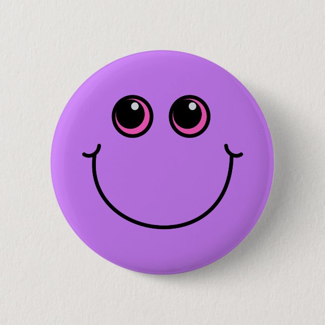 Smiling Purple Emoji Face 6 Cm Round Badge (Front)