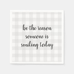 Smiling Quote Gingham Pattern Wreath Napkin