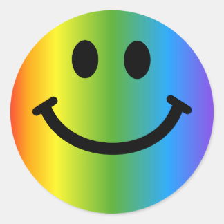 Smiling Rainbow Happy Face Classic Round Sticker