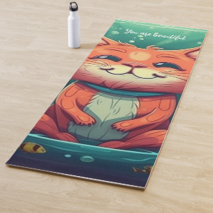 Smiling Red Cat Yoga Mat - Perfect Birthday Gift