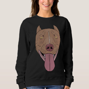 Smiling Red Nose Pitbull With His Tongue Out Line Sweatshirt