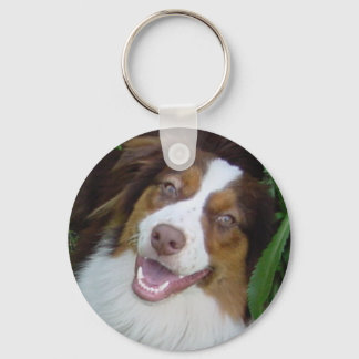 Smiling Red Tri Aussie Key Ring