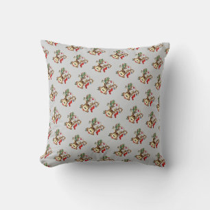 Smiling Reindeer Decorated With Christmas Ornament Cushion