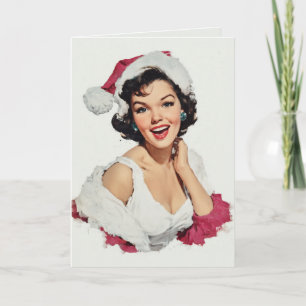 Smiling Retro Christmas Pin-Up Card
