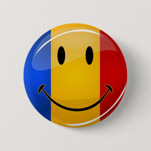 Smiling Romanian Flag 6 Cm Round Badge