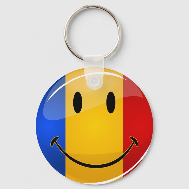 Smiling Romanian Flag Key Ring (Front)