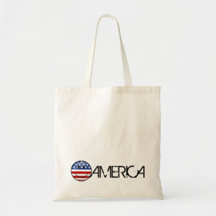 Smiling Round American Flag Tote Bag