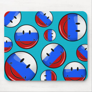 Smiling Russian Flag Mouse Pad