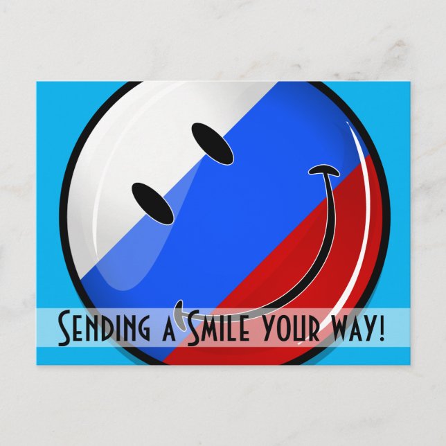 Smiling Russian Flag Postcard (Front)