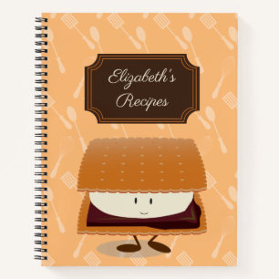 Smiling S’more with Name   Recipe Notebook