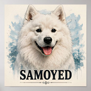Smiling Samoyed Arctic Dog Lover Gift Poster