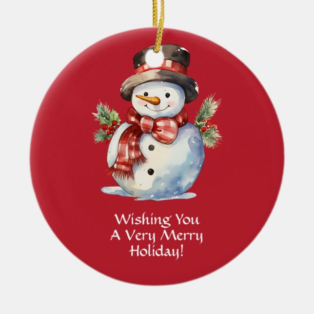 Smiling Santa Ceramic Christmas Ornament (Front)
