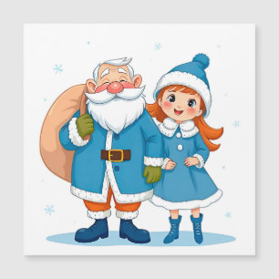 Smiling Santa Claus and snow maiden