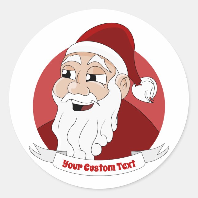 Smiling Santa Claus cartoon Classic Round Sticker (Front)
