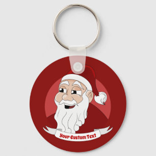 Smiling Santa Claus cartoon Key Ring