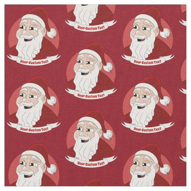 Smiling Santa Claus cartoon repeating pattern Fabric (Close Up)