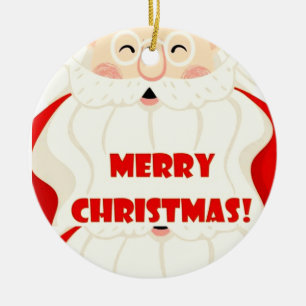 Smiling Santa Claus Head and Face Scandinavian Ceramic Ornament