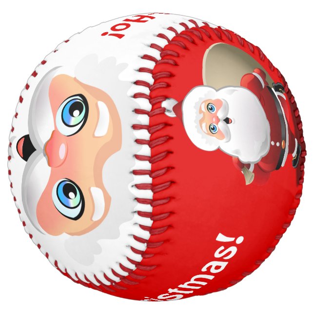 Smiling Santa Claus With A Sack Full Of Gifts Softball (Angled)