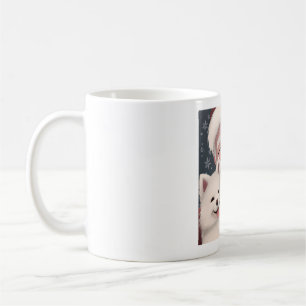 Smiling Santa with American Eskimo Puppy  Coffee Mug