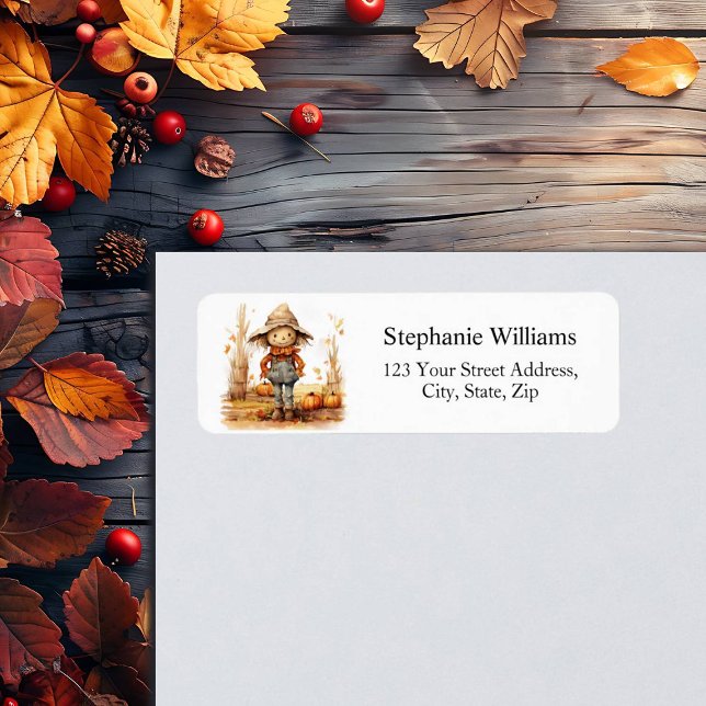 Smiling Scarecrow Fall Return Address Label (Creator Uploaded)