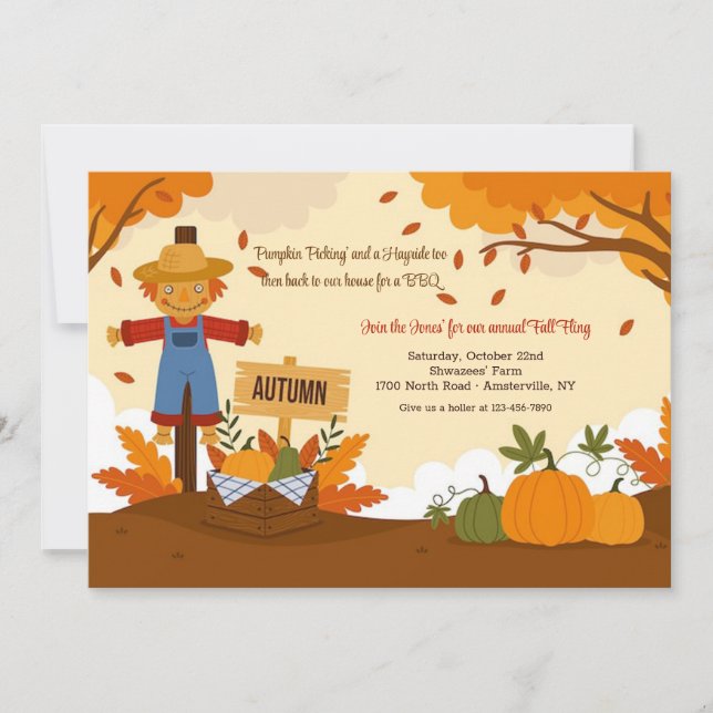 Smiling Scarecrow Invitation (Front)