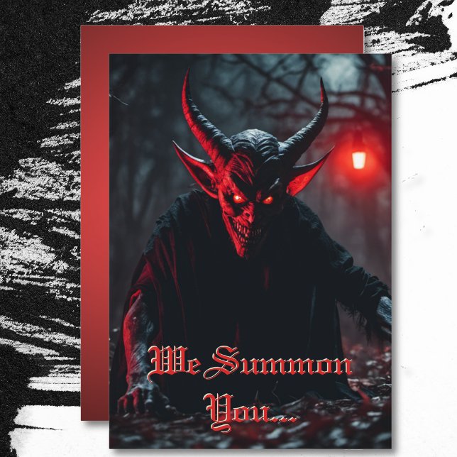 Smiling Scary Red Eyed Crawling Devil Halloween Invitation (Smiling Scary Red Eyed Crawling Devil Halloween Party Invitation)