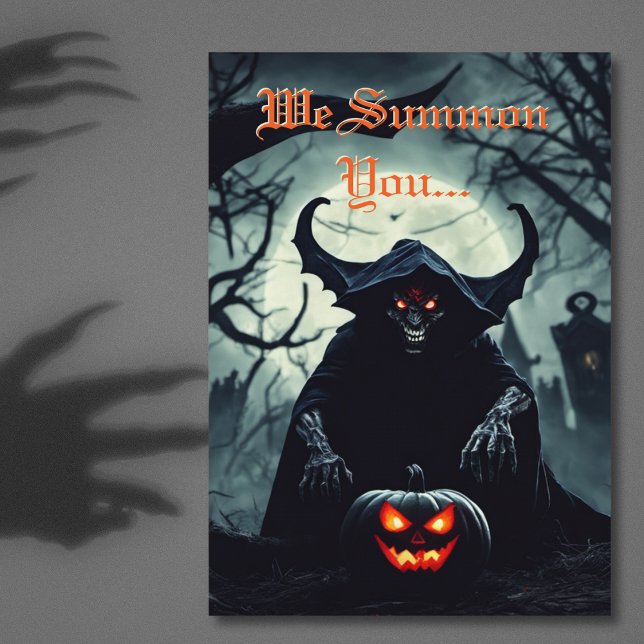 Smiling Scary Red Eyed Demon Halloween Invitation (Smiling Scary Red Eyed Demon Halloween Party Invitation)