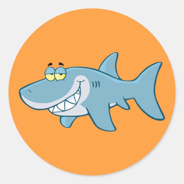 Smiling Shark Classic Round Sticker (Front)