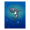 Smiling Shark on Blue Undersea Background Poster