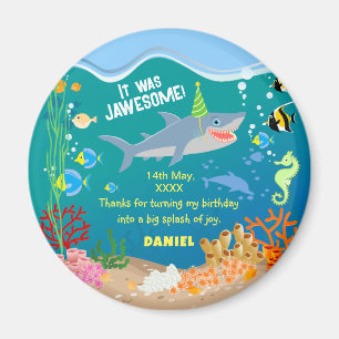 Smiling shark under the sea boy Birthday Party Magnet