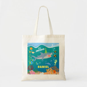 Smiling shark under the sea boy Birthday Party Tote Bag