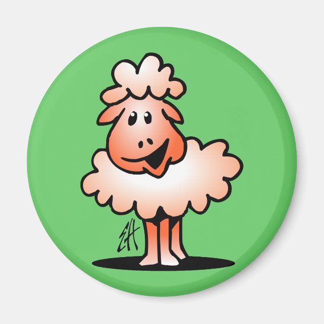 Smiling Sheep Magnet (Front)