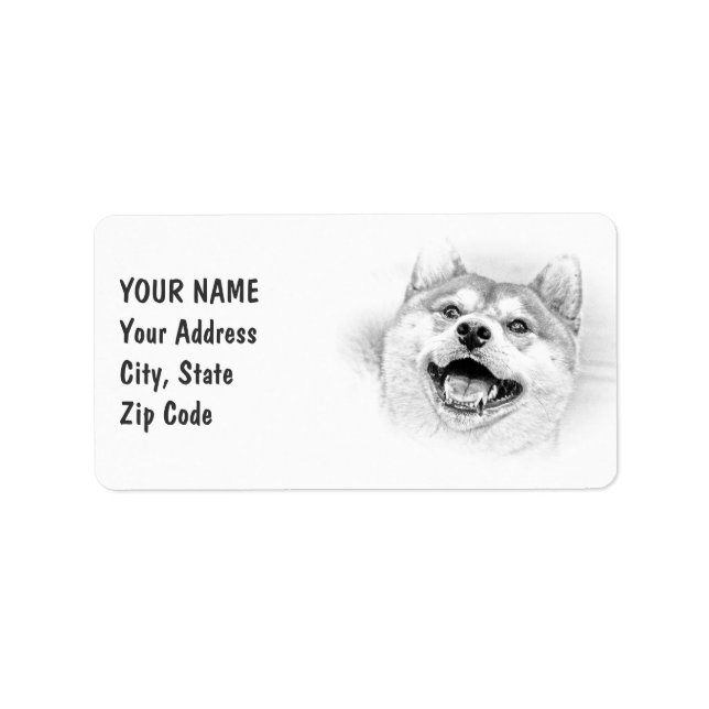 Smiling Shiba Inu dog Label (Front)