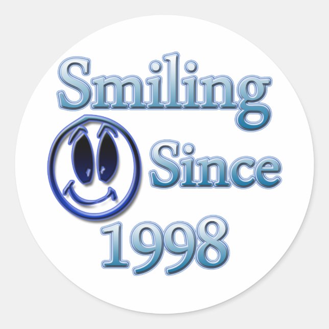 Smiling Since 1998 Classic Round Sticker (Front)