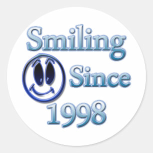 Smiling Since 1998 Classic Round Sticker