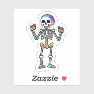 Smiling Skeleton Halloween Rainbow Colors