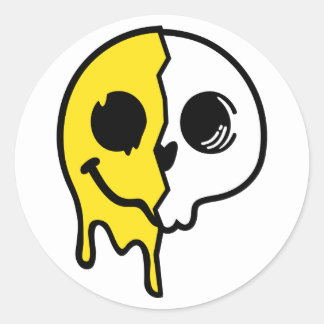 Smiling Skull Face Classic Round Sticker
