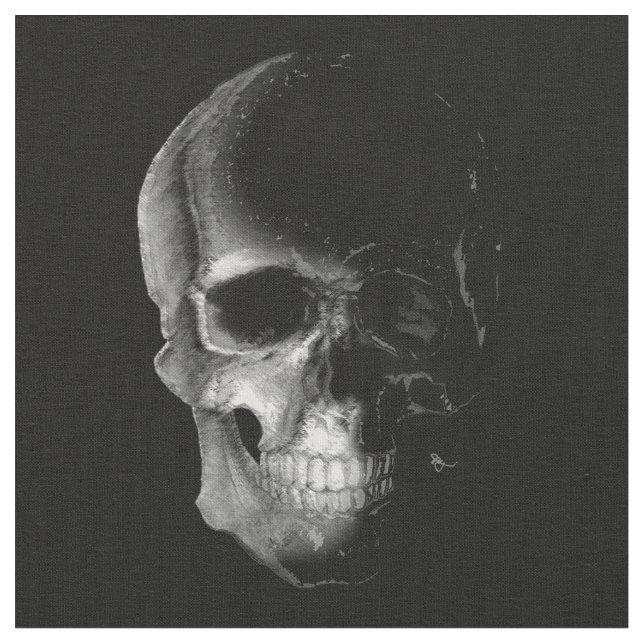 Smiling Skull Skeleton Fabric (Close Up)