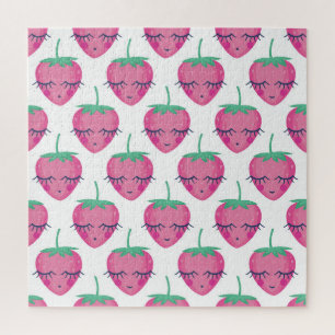 Smiling sleeping strawberries, cute pattern. jigsaw puzzle
